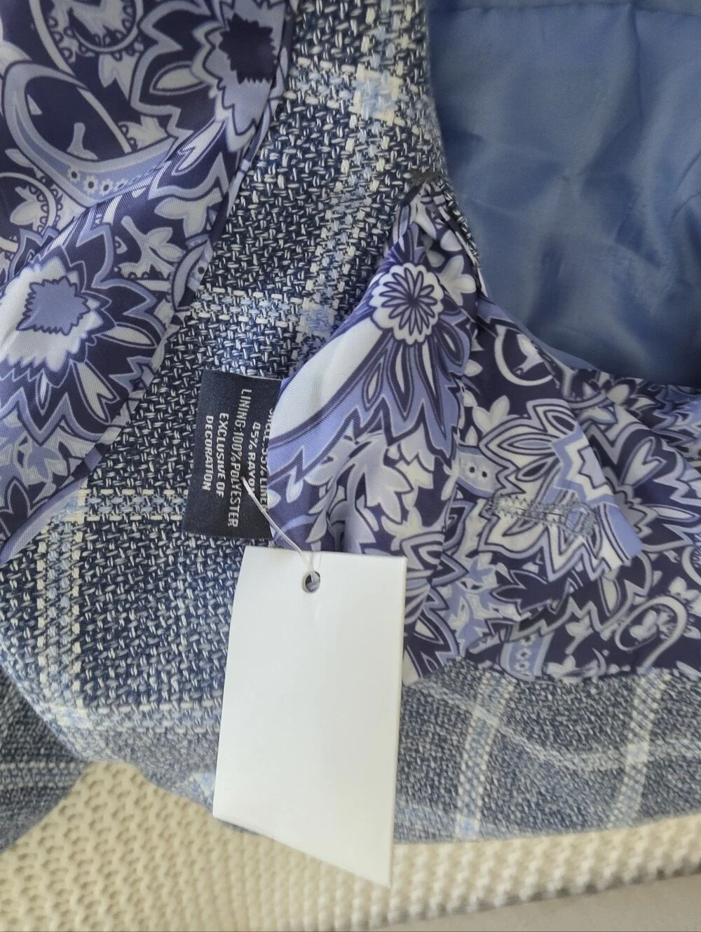 TailorByrd Blue Plaid Lightweight Blazer Sport Coat Paisley Lining 46R